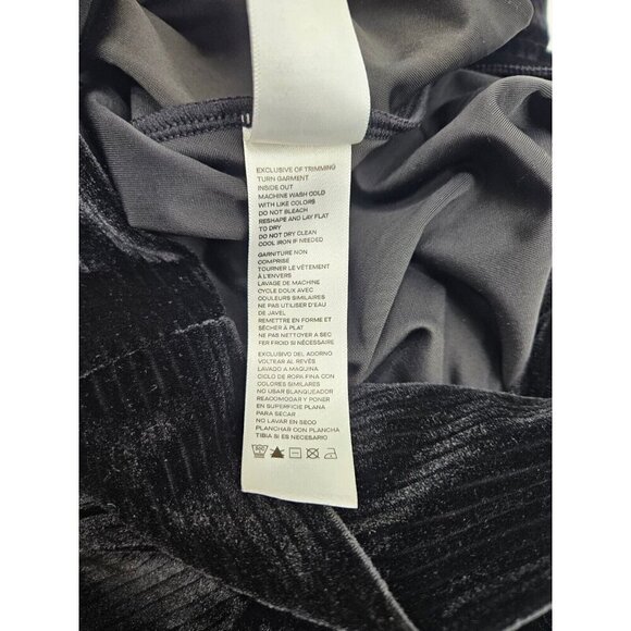 NWOT Good American Velvet Blouse Womens 0/Sm Black V Neck Front Tie Long Sleeves - Picture 9 of 9